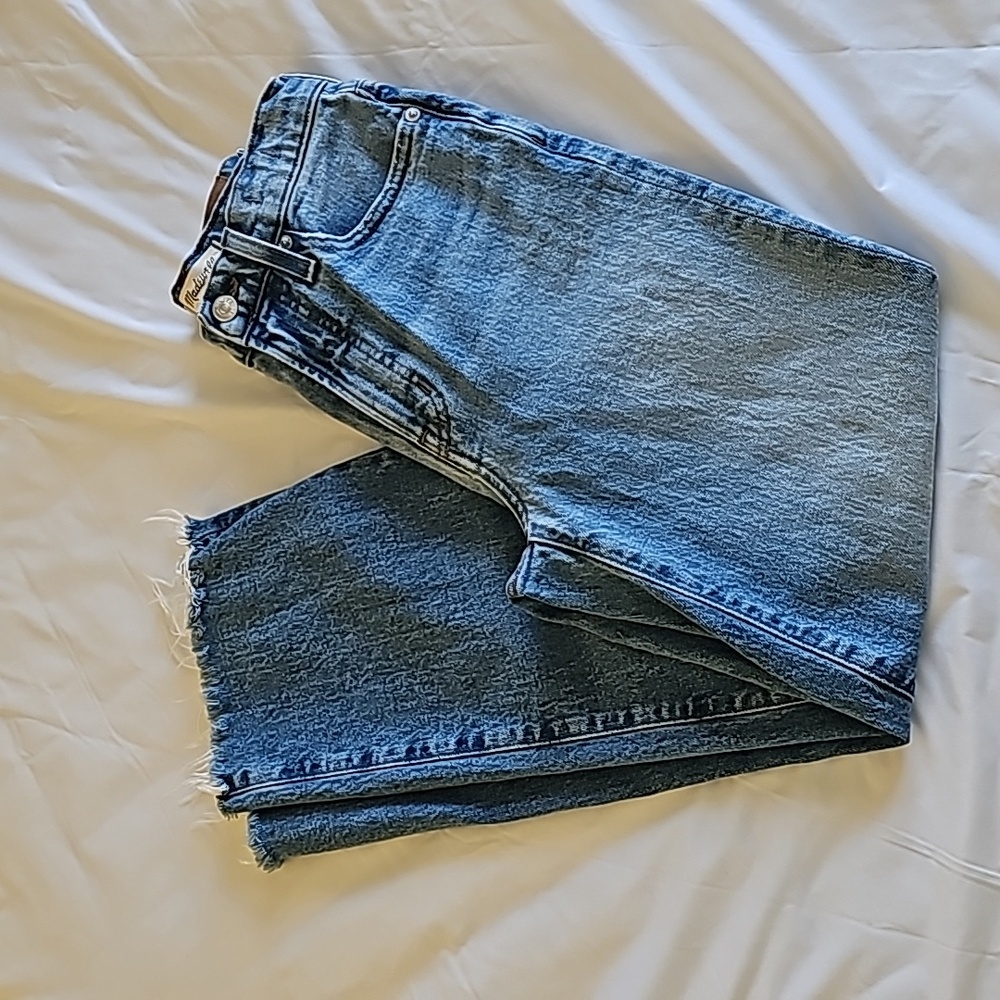 Madewell Perfect Vintage Wide Leg Crop Jean Sz 24 Raw Hem Stretch